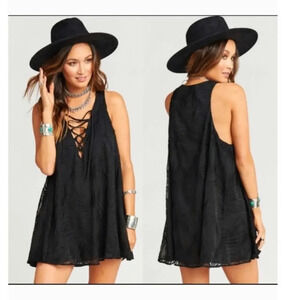 Show Me Your Mumu Black Rancho Mirage Laceup Tunic Dress